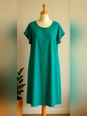 FOR CYNTHIA Green Linen Blend Midi Dress lagenbok Sz 3X